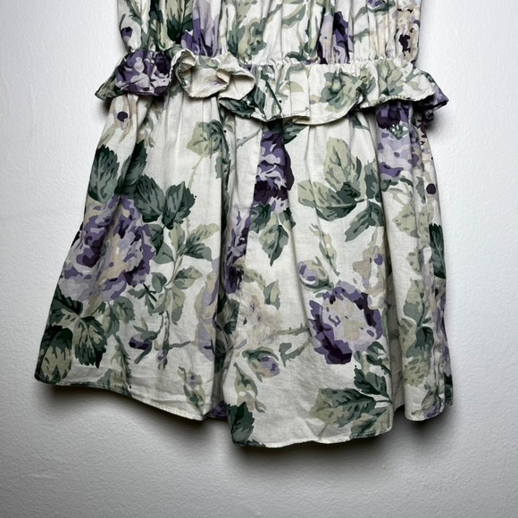 Zimmermann Lucia Gathered Playsuit Purple Floral Ruffle Waist Tie Straps size 8 - Picture 10 of 13